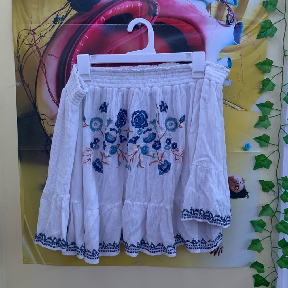 Target Off the Shoulder White Floral Blouse